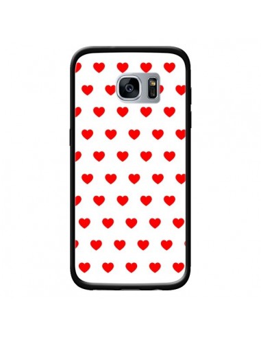 Coque Coeurs Rouges Fond Blanc pour Samsung Galaxy S7 - Laetitia