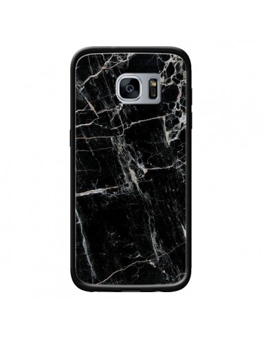 Coque Marbre Marble Noir Black pour Samsung Galaxy S7 - Laetitia