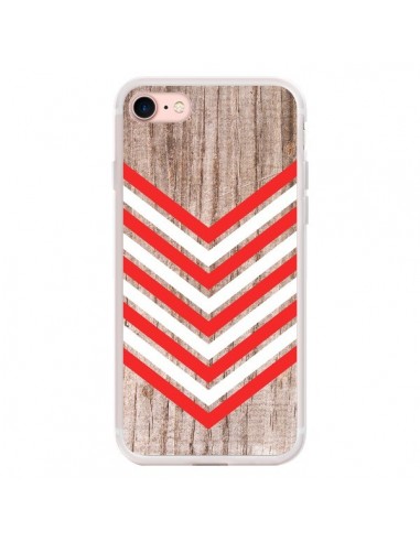 Coque iPhone 7/8 et SE 2020 Tribal Aztèque Bois Wood Flèche Rouge Blanc - Laetitia