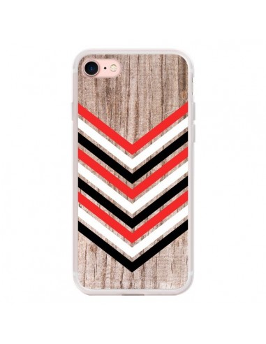 Coque iPhone 7/8 et SE 2020 Tribal Aztèque Bois Wood Flèche Rouge Blanc Noir - Laetitia