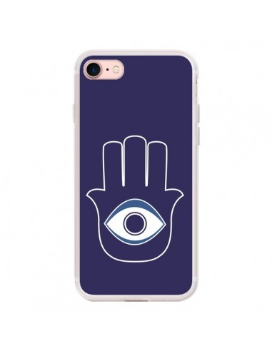 Coque iPhone 7/8 et SE 2020 Main de Fatma Oeil Bleu - Laetitia