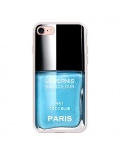 Coque iPhone 7/8 et SE 2020 Vernis Paris Coco Blue Bleu -...
