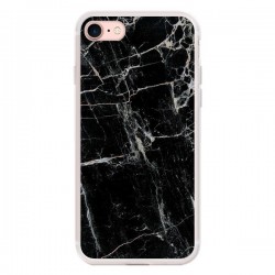 Coque iPhone 7/8 et SE 2020 Marbre Marble Noir Black -...