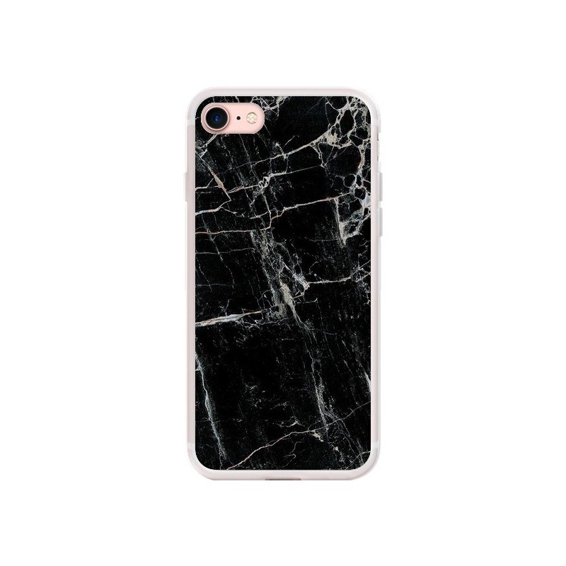 Coque iPhone 7/8 et SE 2020 Marbre Marble Noir Black - Laetitia