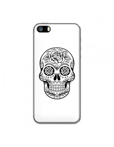 Coque iPhone 5/5S et SE Tête de Mort Mexicaine Noir - Laetitia