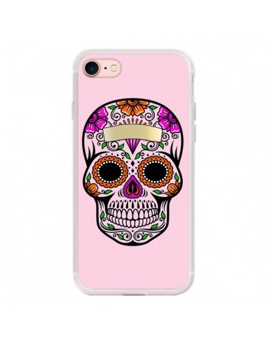 Coque iPhone 7/8 et SE 2020 Tête de Mort Mexicaine Rose Multicolore - Laetitia