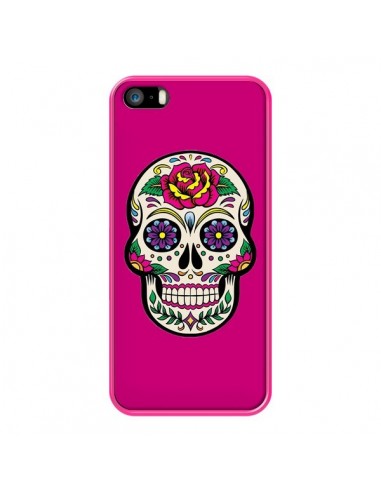Coque iPhone 5/5S et SE Tête de Mort Mexicaine Rose Fushia - Laetitia