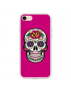 Coque iPhone 7/8 et SE 2020 Tête de Mort Mexicaine Rose...
