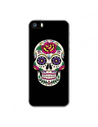 Coque iPhone 5/5S et SE Tête de Mort Mexicaine Multicolore Noir - Laetitia