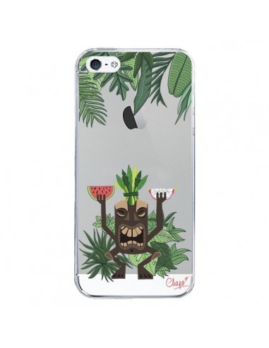 Coque iPhone 5/5S et SE Tiki Thailande Jungle Bois Transparente - Chapo