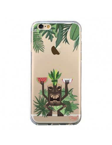 Coque iPhone 6 et 6S Tiki Thailande Jungle Bois Transparente - Chapo