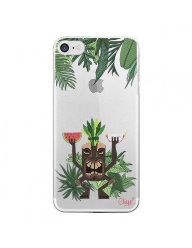 Coque iPhone 7/8 et SE 2020 Tiki Thailande Jungle Bois Transparente - Chapo