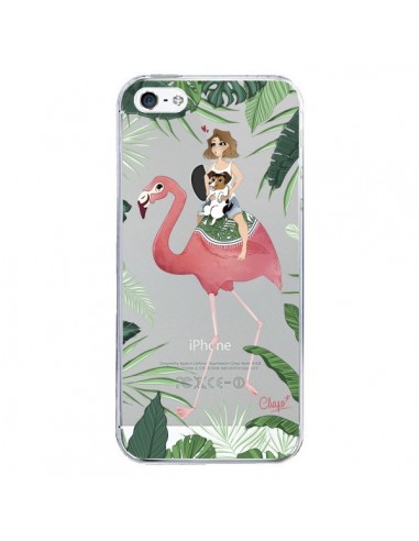 Coque iPhone 5/5S et SE Lolo Love Flamant Rose Chien Transparente - Chapo