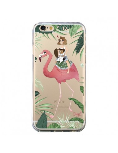 Coque iPhone 6 et 6S Lolo Love Flamant Rose Chien Transparente - Chapo