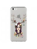 Coque iPhone 5C Christmas Girl Femme Noel Bois Cerf Transparente - Chapo