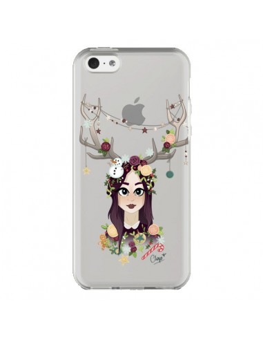 Coque iPhone 5C Christmas Girl Femme Noel Bois Cerf Transparente - Chapo