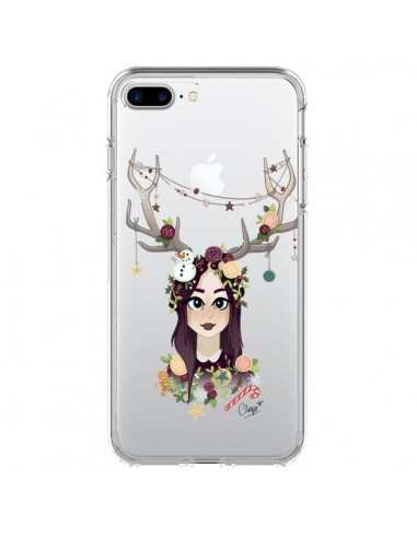 Coque iPhone 7 Plus et 8 Plus Christmas Girl Femme Noel Bois Cerf Transparente - Chapo