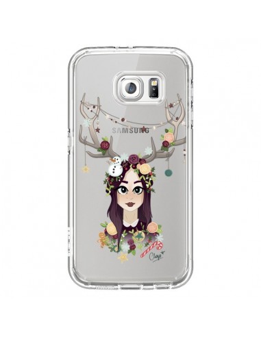 Coque Christmas Girl Femme Noel Bois Cerf Transparente pour Samsung Galaxy S6 - Chapo