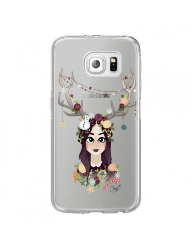 Coque Christmas Girl Femme Noel Bois Cerf Transparente pour Samsung Galaxy S6 Edge - Chapo