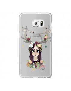 Coque Christmas Girl Femme Noel Bois Cerf Transparente...