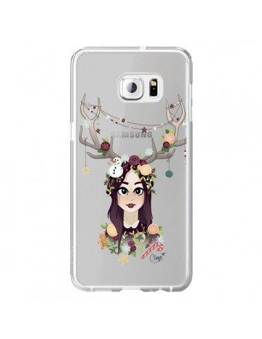 Coque Christmas Girl Femme Noel Bois Cerf Transparente pour Samsung Galaxy S6 Edge Plus - Chapo