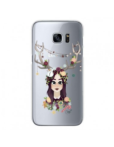 Coque Christmas Girl Femme Noel Bois Cerf Transparente pour Samsung Galaxy S7 - Chapo