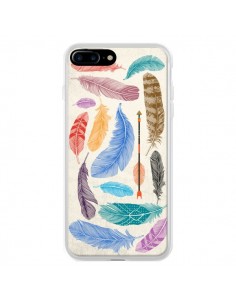 Coque iPhone 7 Plus et 8 Plus Feather Plumes Multicolores...