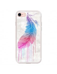Coque iPhone 7/8 et SE 2020 Plume arc-en-ciel - Rachel...