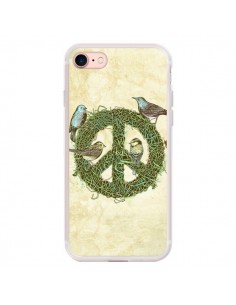 Coque iPhone 7/8 et SE 2020 Peace And Love Nature Oiseaux...