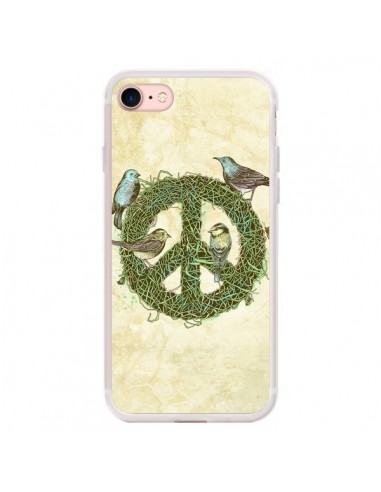 Coque iPhone 7/8 et SE 2020 Peace And Love Nature Oiseaux - Rachel Caldwell