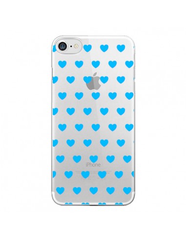Coque Coeur Heart Love Amour Bleu Transparente pour iPhone 7 - Laetitia