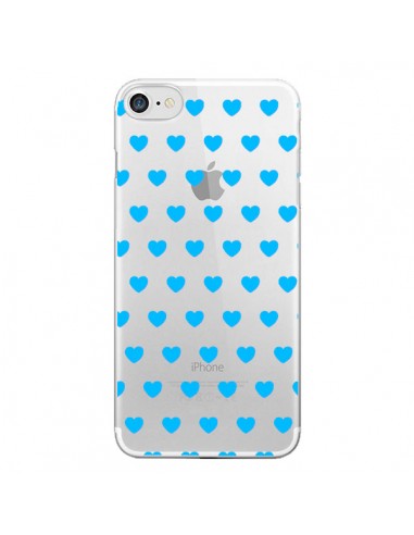 Coque Coeur Heart Love Amour Bleu Transparente pour iPhone 7 - Laetitia