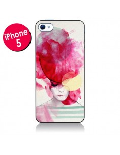 Coque Bright Pink Portrait Femme pour iPhone 5 - Jenny Liz Rome