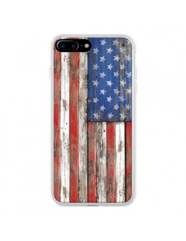 Coque iPhone 7 Plus et 8 Plus Drapeau USA Vintage Bois Wood - Maximilian San