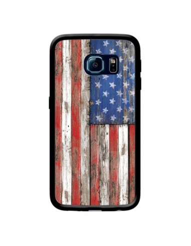 Coque Drapeau USA Vintage Bois Wood pour Samsung Galaxy S6 Edge - Maximilian San