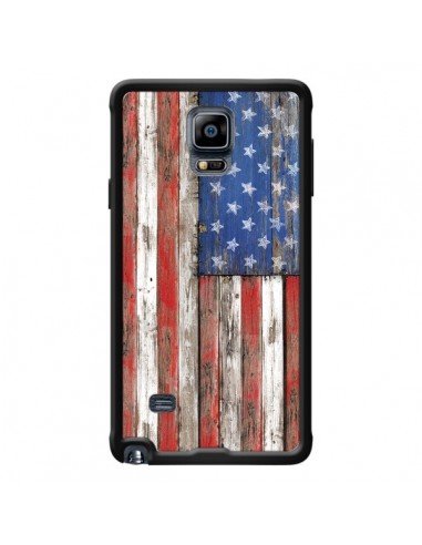 Coque Drapeau USA Vintage Bois Wood pour Samsung Galaxy Note 4 - Maximilian San