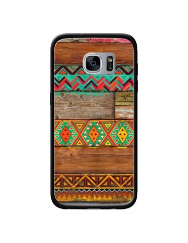 Coque Indian Wood Bois Azteque pour Samsung Galaxy S7 - Maximilian San