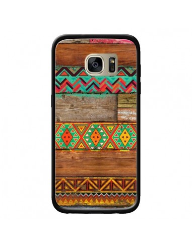 Coque Indian Wood Bois Azteque pour Samsung Galaxy S7 Edge - Maximilian San