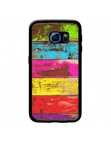 Coque Bois Coloré Vintage pour Samsung Galaxy S6 Edge - Maximilian San