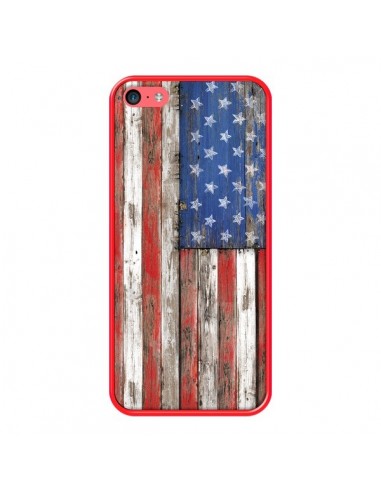 Coque iPhone 5C Drapeau USA Vintage Bois Wood - Maximilian San