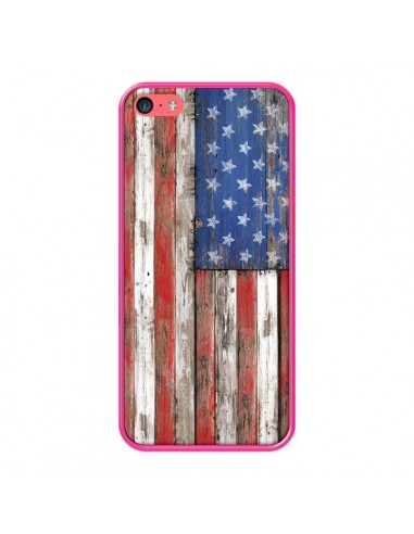 Coque iPhone 5C Drapeau USA Vintage Bois Wood - Maximilian San