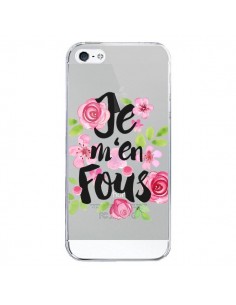 Coque iPhone 5/5S et SE Je M'en Fous Fleurs Transparente...