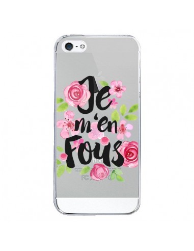 Coque iPhone 5/5S et SE Je M'en Fous Fleurs Transparente - Maryline Cazenave