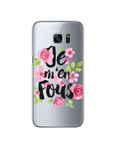 Coque Je M'en Fous Fleurs Transparente pour Samsung...