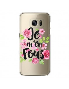 Coque Je M'en Fous Fleurs Transparente pour Samsung...