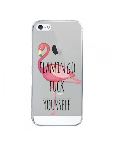 Coque iPhone 5/5S et SE Flamingo Fuck Transparente - Maryline Cazenave