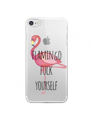 Coque iPhone 7/8 et SE 2020 Flamingo Fuck Transparente - Maryline Cazenave