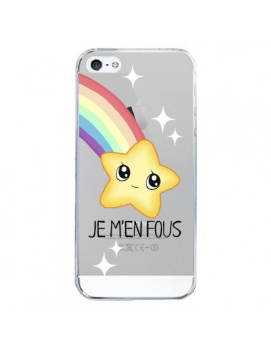 Coque iPhone 5/5S et SE Etoile Je M'en Fous Transparente - Maryline Cazenave