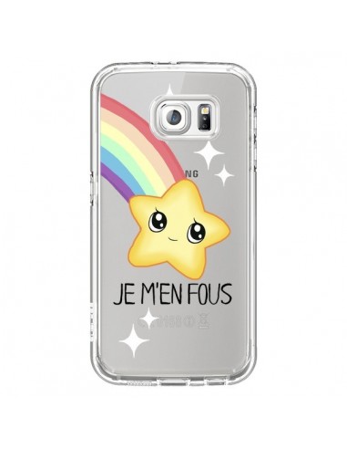 Coque Etoile Je M'en Fous Transparente pour Samsung Galaxy S6 - Maryline Cazenave