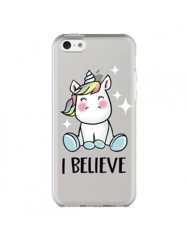 Coque iPhone 5C Licorne I Believe Transparente - Maryline Cazenave